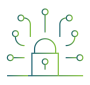 Connected security systems and cyber defense icon
