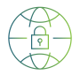 Global cybersecurity protection and secure digital infrastructure icon