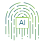 AI-powered cybersecurity protection icon graphic