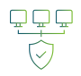 Network security icon showing protected connected systems