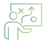 Person presenting a cybersecurity strategy board with roadmap and planning icon