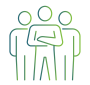 Three-person team collaboration icon