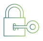 Padlock and key icon representing secure access control and data protection